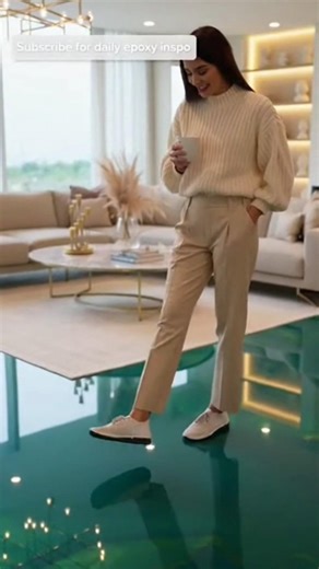 The magic of golden powder in epoxy flooring! ✨✨#epoxy #timelapse #renovation