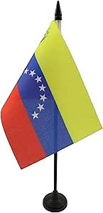 Venezuela Table Flag 4'' x 6'' - Venezuelan Desk Flag 15 x 10 cm - Black plastic stick and base - AZ FLAG