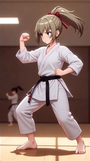 Anime Karate Girl 🥋🔥 | Powerful Martial Arts Pose | Dojo Action Short