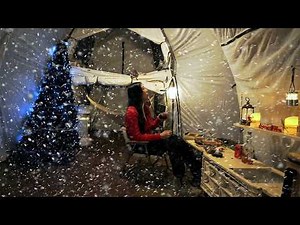 ☃️🎄 CHRISTMAS CAMPING ❄️ HEAVY SNOWFALL | WARM FIREPLACE ASMR
