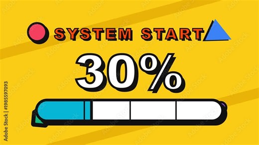 Retro Pop Art Style System Start Loading Screen with Progress Bar and Percentage Counter for Gaming and Tech Content
