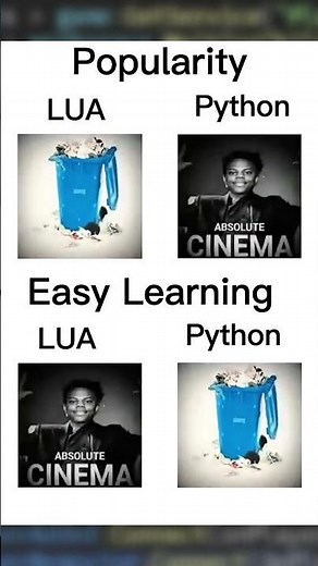 Lua vs Python 🔥 Which Scripting Language is More Popular? #shorts #coding #python