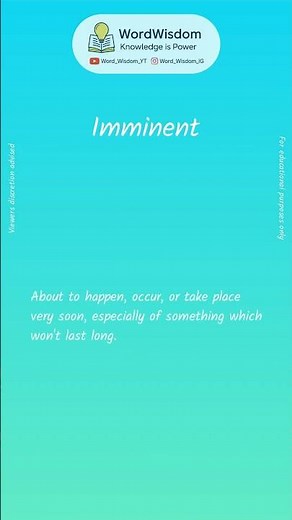 What does "Imminent" mean? | English vocabulary shorts | #imminent #wordwisdom