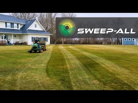 Dethatch Lawn and Clean-Up Pine Cones - Powered Sweeper