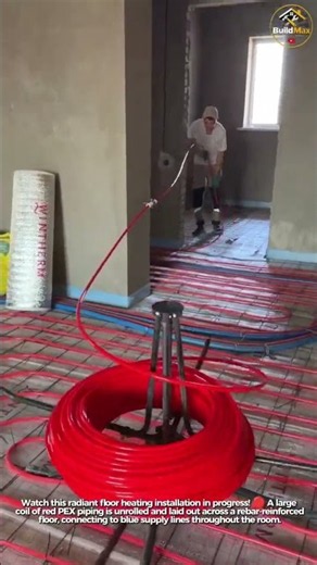 Radiant Floor Heating Layout 🔴🏠#UnderfloorHeating #Construction