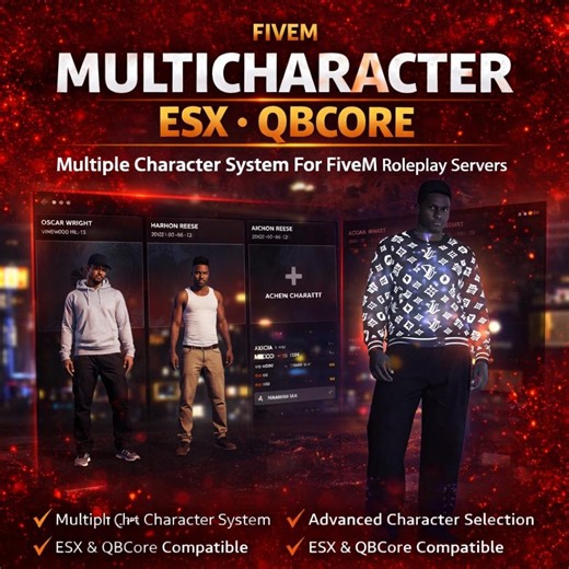 UM Multicharacter Fivem Script | ESX Qbcore Character Selection | GTA V Roleplay Multicharacter System | Fivem Character Creator - Etsy UK