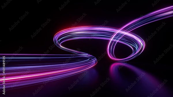 looping 3d animation. Abstract ultraviolet background of flowing neon lines moving endlessly in a curvy path
