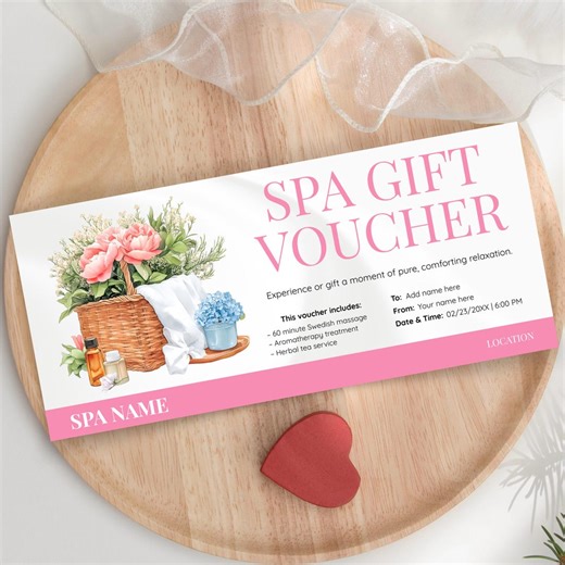 Editable Spa Day Voucher Template, Massage Gift Certificate, Customizable on Canva - Etsy Canada
