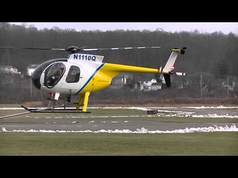 Hughes 500D Helicopter, Engine Start Up, Take Off, External Load.