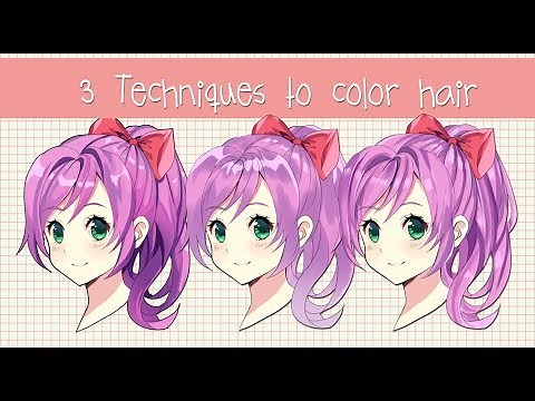 3 Different Ways to Shade Hair! | Anime Hair coloring tutorial +Brushes