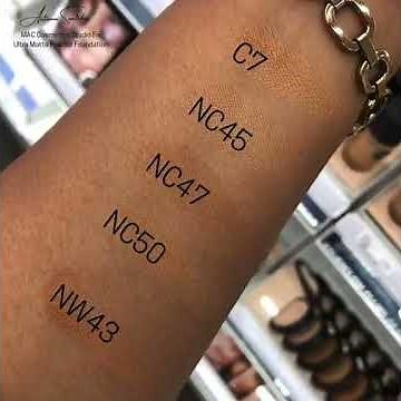 MAC | Studio Fix Powder Foundation C7, NC45, NC47, NC50, NW43 Caramel Swatches is Autumn Swatches