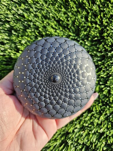 Black & Silver Gradient Dot Mandala Stone – 4-inch Handpainted 3D Center, Metallic Microdots, Unique Home Decor or Gift for All Unique - Etsy