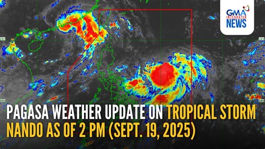 State weather bureau PAGASA gives a weather update on Tropical Storm #NandoPH as of 2 PM today, September 19, 2025. COURTESY: DOST-PAGASA | GMA News