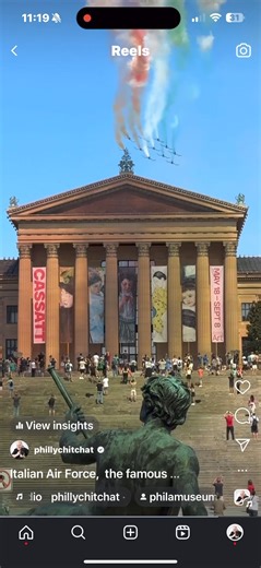 293K views · 3.3K reactions | Italian Air Force known as the famous Frecce Tricolori flew over the Philly in a 10-jet formation with their signature red, white and green smoke trails. | Philly ChitChat | Facebook