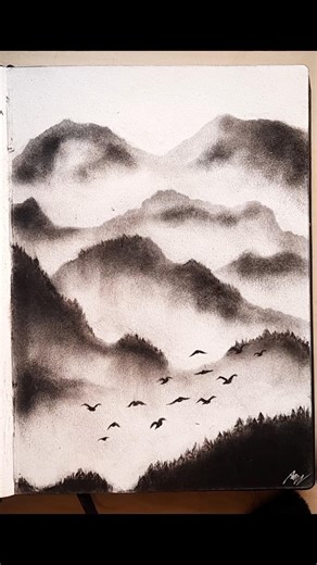 Misty Mountains Drawing #shorts #misty #mountains #landscape #art #beautiful #drawing #subscribe
