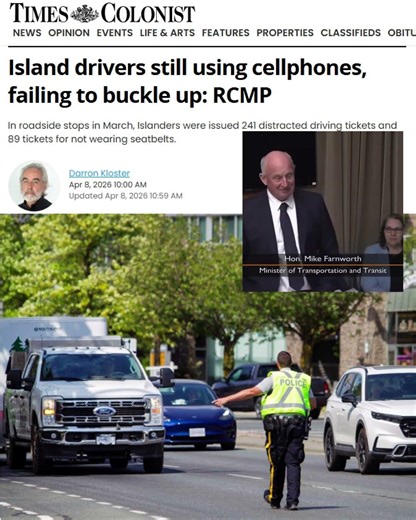 Island drivers still using cellphones, failing to buckle up: RCMP