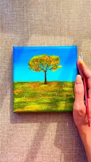 How to Paint a Realistic Tree with Acrylics!🌳 Easy Art!💚✨