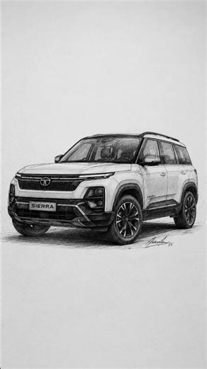 Tata Sierra 2025 Realistic Pencil Drawing ✏️ | Hand Made Car Drawing | Easy Car Sketch