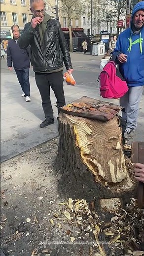 Carving a Lifelike Face into a Dead Street Tree Stump | Urban Wood Art Transformation