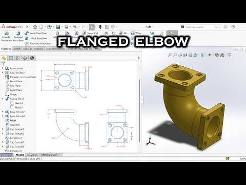 Flanged Elbow in SolidWorks | Watch How! - Full tutorial.