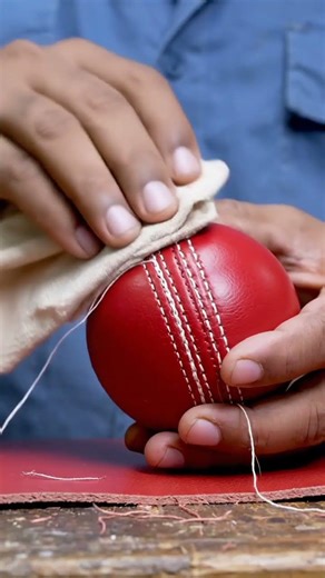 Cricket ball making process