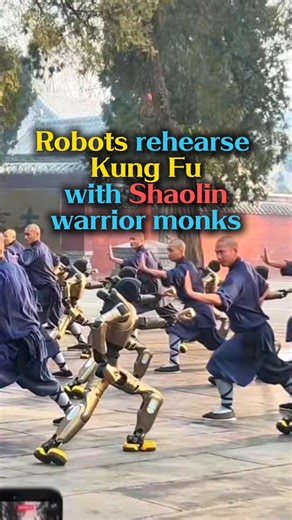 Robots from Chinese firm AgiBot teamed up with Shaolin warrior monks in central China's Henan Province, rehearsing precise punches and palm strikes ahead of a local Spring Festival gala. #Robots #MartialArts #TechTradition #SpringFestival #HenanTV #AI #Innovation #FuturePerformance #AgiBot | China Xinhua News