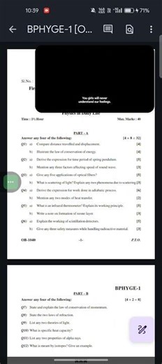 KARNATAKA STATE OPEN UNIVERSITY BCA PHYSICS SEM-1 PHYSICS IN DAILY LIFE QUESTION PAPER 2024