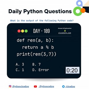Python Coding challenge - Day 189 | What is the output of the following Python Code? | Python Coding | Facebook