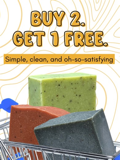 Smart shoppers don’t wait — good deals won’t last ✨ With our Buy 2 Get 1 offer, you get more clean, natural soap for the same routine. Just add three soaps to your cart then use the code FREESOAP at checkout and let the glow up begin! #Buy2Get1 #CleanBeauty #SoapsMadeSimple #fyppppppppppppppppppppppp #fypシ #NonToxicSoap #HandmadeSoap