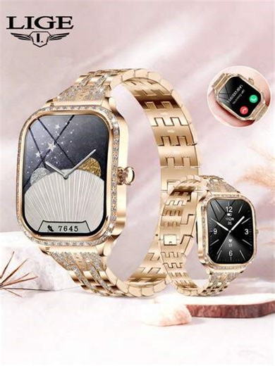 LIGE Smartwatch: A Multifunctional Women's Fitness Smartwatch Featuring Step Counting, Distance Tracking, Calorie Tracking, Weather Forecasts, Voice Assistant, Bluetooth Calls, Bluetooth Music, Multiple Workout Modes, Find My Phone, Sedentary Reminders, Smart Alarm, And Menstrual Cycle Tracking. | SHEIN