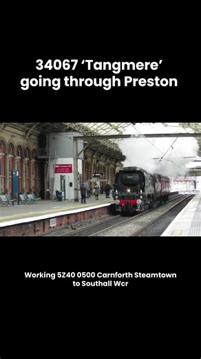 34067 ‘Tangmere’ going through Preston Working 5Z40 0500 Carnforth Steamtown to Southall Wcr @56051 'Survival' @34067 Tangmere #train #fyp #trainspotting #britishrail #viral