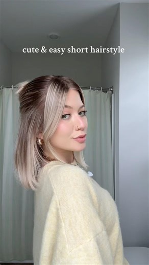 half up half down hairstyle for short hair #hairinspo