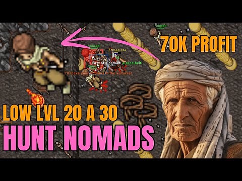 TIBIA - HUNT NOMAD + ARITO TASK ACESSO NOMAD CAVE, 70K PROFIT MELHOR HUNT PARA ROPE BELT