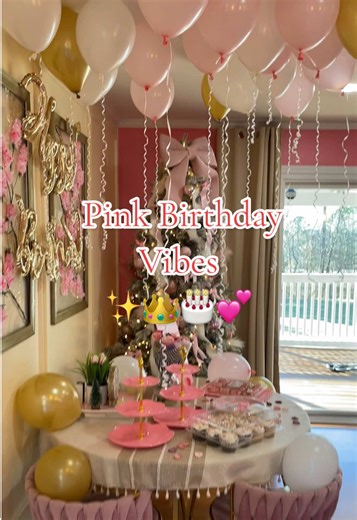 Cute Pink Balloon Birthday Setup in Our Airbnb