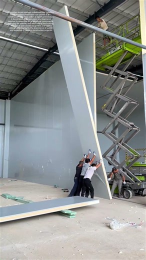 Die Herausforderung meistern: Wie Arbeiter hoch aufragende Edelstahl-Schaumkernplatten montieren