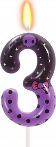 Purple Skull Birthday Candles, Pink Bow Number 3 Birthday Party Supplies, 2.76 inch Cake Topper Decorations, Birthday Decorations (Purple-Number 3)