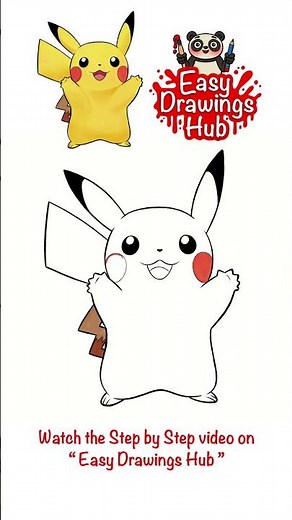 Draw Pikachu from Pokemon in 5 minutes - Easy Drawing