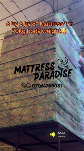 “Quality 6x6x8” mattress for 70kg body weight! Sleep better with Mattress Paradise. Call 07061768081 to order!” #mattress #sleep #lagosbusiness #ikeja #business #nigeria @Aolat Adebanke