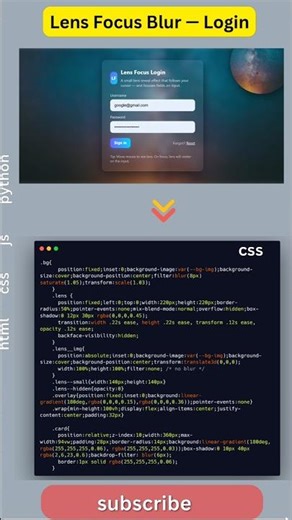 🎯 Login Form with Epic Lens Blur Effect | HTML CSS JS