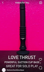 Love Thrust Sex Machine from Evolved Thrust yourself into the pleasure zone with this large thrusting vibrator that can be used completely hands-free! ✨Extra-large thrusting hands-free vibrator ✨Great for solo play with realistic feel ✨Phallic shaped shaft & head Powerful Suction cup base ✨Made from creamy smooth silicone ✨Thrusts about 1” at 3 thrusting speeds ✨7 powerful vibrating speeds & functions ✨Rechargeable ✨5 year warranty Buy In-Store or Online: https://www.theloveshackboutique.com/pro