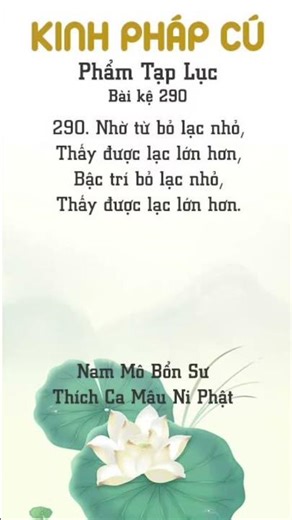 Kinh Pháp Cú 290 (Phẩm Tạp Lục) #kinhphapcu #loiphatday #kinhphápcú #lờiphậtdạy