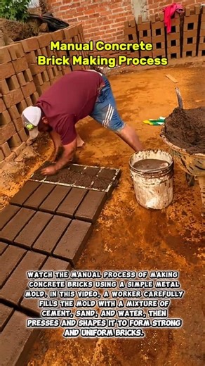 Manual Concrete Brick Making Process | Satisfying Construction Work