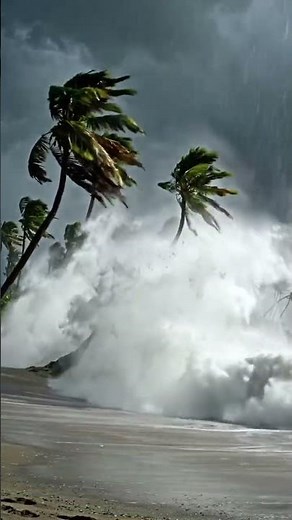 Stormy Sea Beach Waves 🌊 Powerful Wind & Nature Fury | Relaxing Ocean Scene 4K