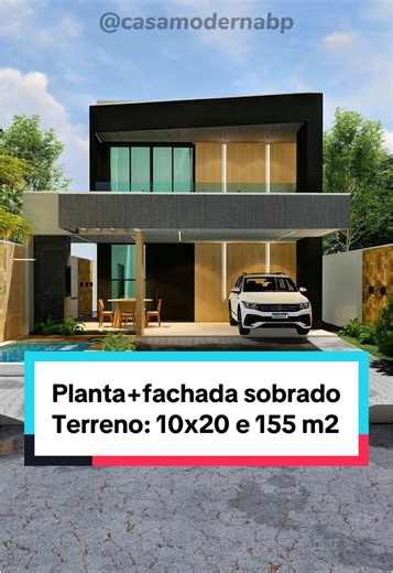 Planta Baixa e Fachada de Sobrado Moderno