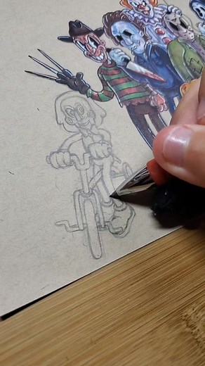 Drawing Horror Movie Villains as Vintage Cartoons: Billy The Puppet from Saw