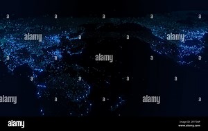 3D rendering of a digital map of the Earth. The lights of megacities merge in a soft glow. The perfect backdrop for any photo, video, graphic or proje Stock Photo - Alamy