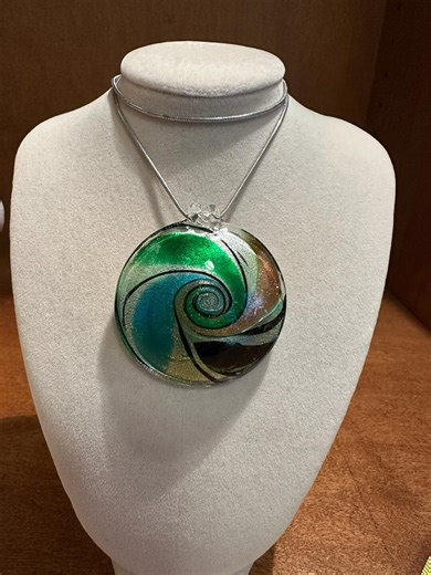 Vintage Dichroic Art Glass Swirl Pendant, Hand-blown Murano Style Vortex Necklace - Etsy