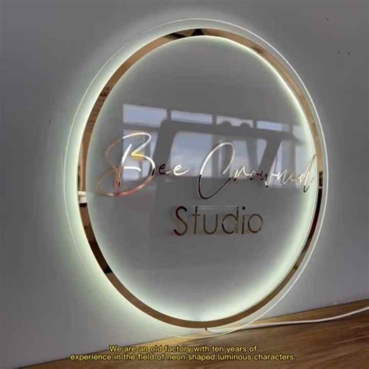Custom Round LED Backlit Acrylic Business Logo Sign Board Business Sign Salon Wall Decor for Weddings Customizable Lighting
