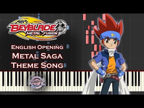 Beyblade Metal Fusion English Opening - Metal Saga Theme Song - Synthesia Piano Cover / Tutorial