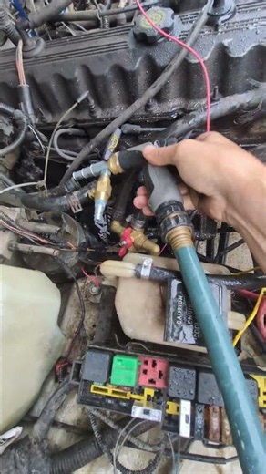 Delicious heater core flushing #xj #jeep #cherokee #4.0